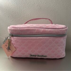 Juicy Couture Heart Pattern Terry Train Case Travel Cosmetic Makeup Bag NWT